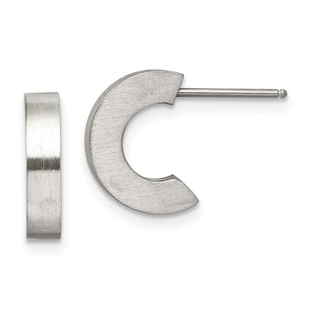 Diamond2Deal Stainless Steel Brushed J Hoop Post Earrings for Women