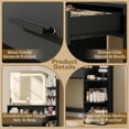 thumbnail image 4 of NEORIVER 32" Makeup Vanity Desk with Mirror and Lights, 3 Lighting Colors, 5 Storage Shelves & Large Drawer, Pink Vanity Set for Bedroom, Girls and Women, 4 of 9