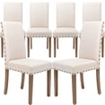 thumbnail image 6 of Snugway Handcraft Linen Solid Wood Parson Chair,Dining Chair,Set of 6,Beige, 6 of 10