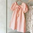thumbnail image 6 of MHZLDYZ Summer Dress for Girls Summer New Puff Sleeve Lace Collar Bowknot Solid Color Fashion Girls Dress Summer Dress for Girls Girls Summer Dress(Rose Gold,110), 6 of 7