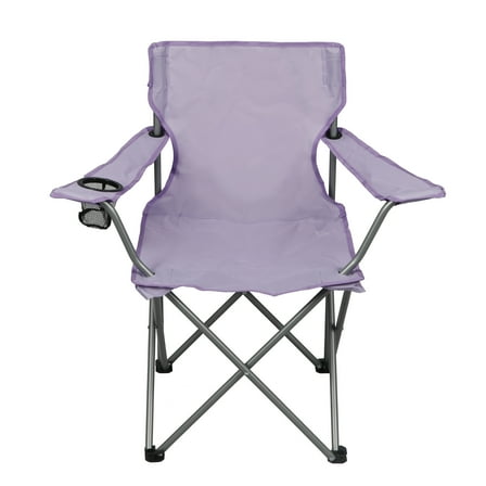 Ozark Trail Basic Quad Folding Camp Chair with Cup Holder, Lavender, Adult