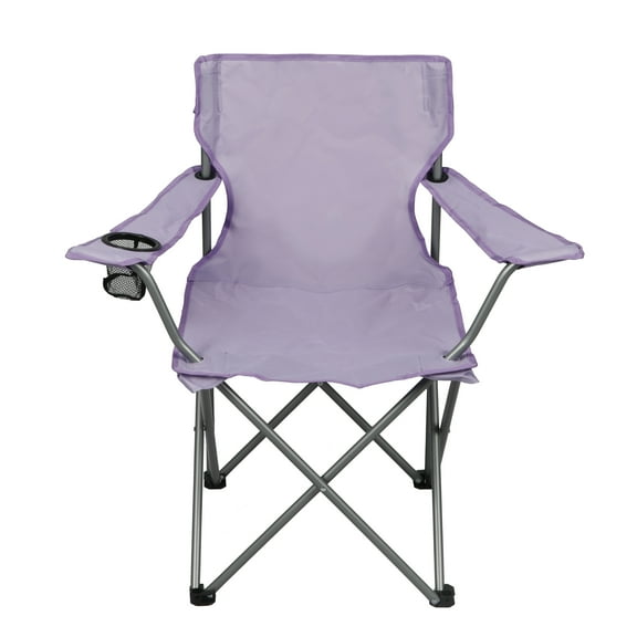 Ozark Trail Basic Quad Folding Camp Chair with Cup Holder, Lavender, Adult