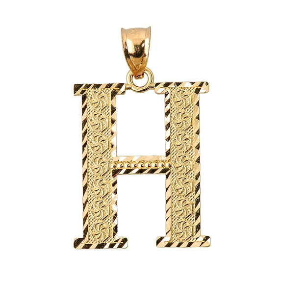 INITIAL H GOLD CHARM PENDANT : 10K SIZE (S M Large