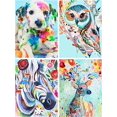 thumbnail image 1 of ER Kits de pintura de diamante, paquete de 4 pintura de diamante para niños y adultos, kit completo de bordado de diamantes, animales, pintura de diamante 5D, diamantes de imitación, perro, caballo, búho, ciervo para decoración de la pared del hogar Rojo Verde, 1 of 5