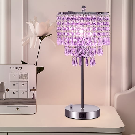 Briignite Elegant Crystal Desk Lamp with USB Charging – 3-Way Dimmable Touch-Control Light for Bedroom, Living Room, and Study
