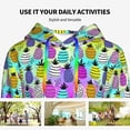 thumbnail image 4 of Lsque Graffiti Pineapples Pattern Casual Women's Hoodie,Hooded Sweatshirt with Kangaroo Pocket,Pullover Hoodie with Eye-catching Drawstrings-Small, 4 of 7