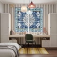 thumbnail image 5 of Blue Boho Kitchen Curtains 63 Inch Length, Farmhouse Bohemian Medallion Oriental Flower Grommet Top Bedroom Living Room Curtains, Light Filtering Cafe Curtain Drapes 2 Panels Set 84''x63'', 5 of 9