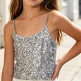 thumbnail image 4 of WRKEKC Girls Tank Tops Sequin Spaghetti Strap Sleeveless Square Neck Sparkly Cami Tops for Party and Casual Wear for Kids 2-15 Years, 4 of 9