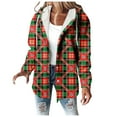 thumbnail image 3 of Fashion Flannel Plaid Jackets for Womens Oversize Plaid Printe Long-sleeved Long-sleeved Hooded Casual Coat, 3 of 6