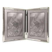 Polished Silver Plate 8x10 Hinged Double Picture Frame - Bead Border Design