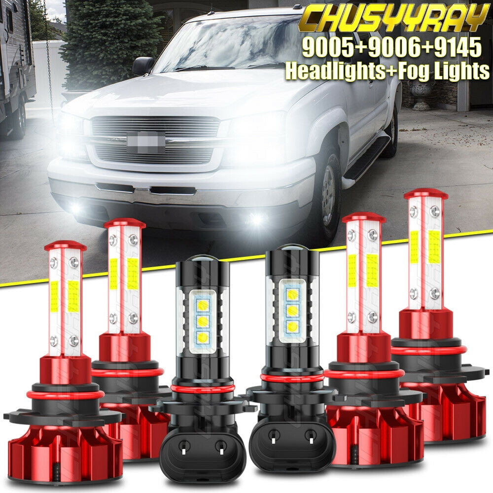 For Chevrolet Avalanche 1500 2500 2002-2005 LED Headlight+Fog Light Bulbs White 