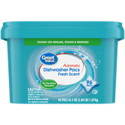 Great Value Automatic Dishwasher Pacs, Fresh Scent, 45.5 oz, 96 Count
