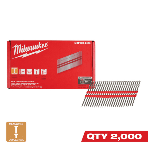 Milwaukee Tool Milwaukee 16D 3” x .131” Collated Duplex Nails