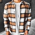 thumbnail image 2 of IROINNID Men's Woolen Turndown Lapel Long Sleeve Plaid Leisure Single-breasted Woolen Shirt Jacket Top, 2 of 8