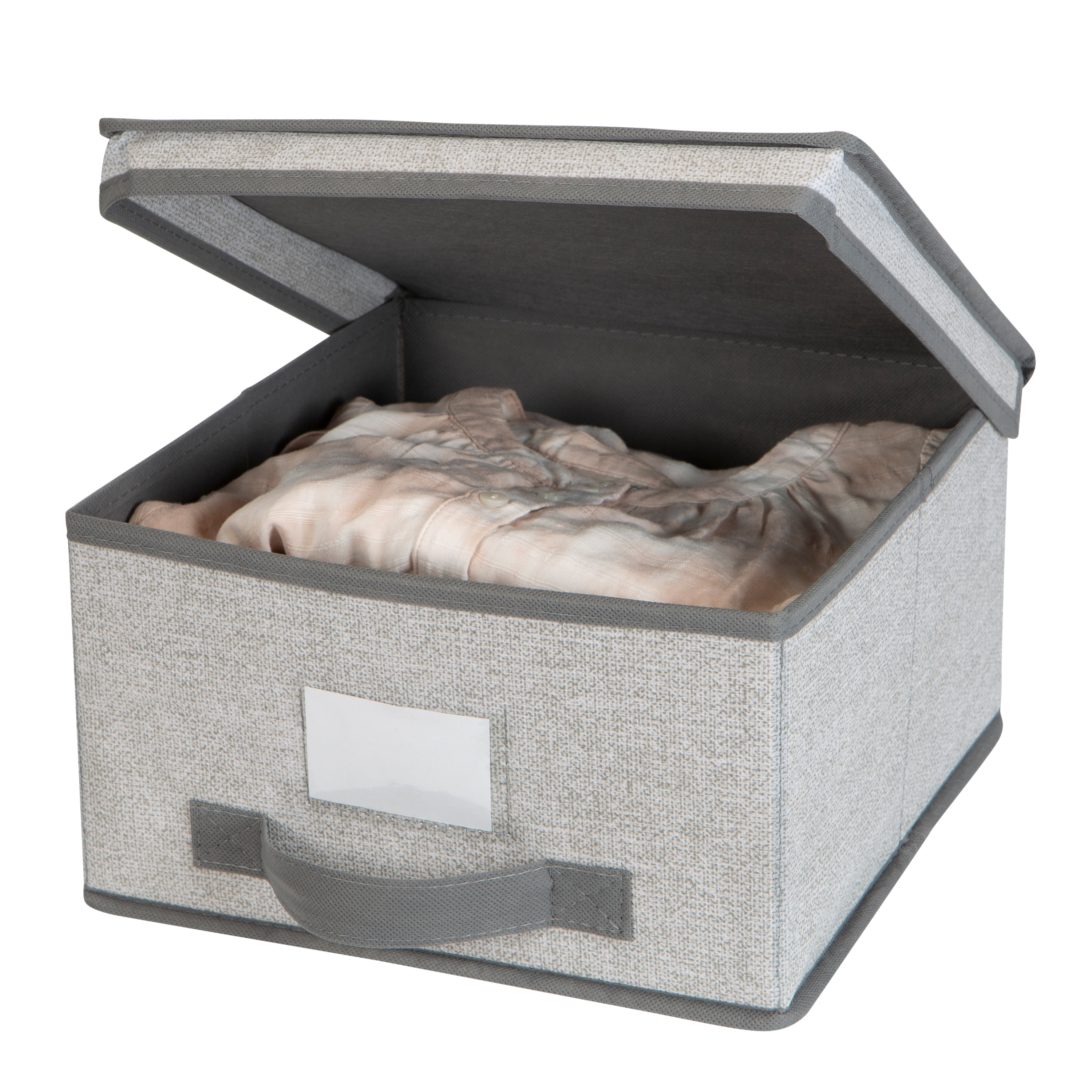Simplify Medium Lidded Storage Box in Non Woven Heather Grey