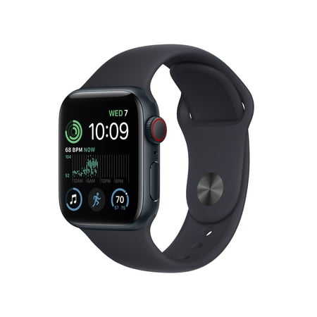 Apple Watch SE (2nd Gen) GPS + Cellular 40mm Midnight Aluminum Case with Midnight Sport Band - M/L