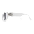 thumbnail image 4 of Womens Celtic Cross Motif Hinge Mod Geometric Cat Eye Sunglasses White Black, 4 of 4