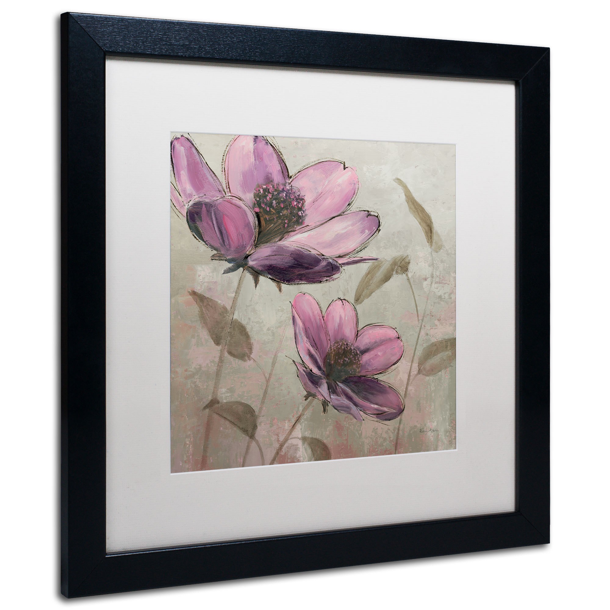 Trademark Fine Art "Plum Floral II" Canvas Art by Emily Adams, White Matte, Wood Frame
