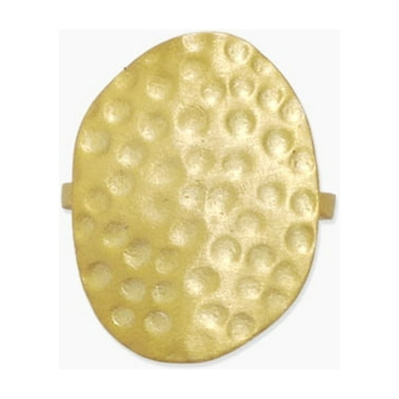 sanctuaire Statement Hammered Abstract Oval Ring Gold