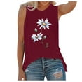 thumbnail image 1 of Pompotops Femme Mode Décontractée Imprimé Sans Manches Haut Blouse Débardeur Camisole, 1 of 7