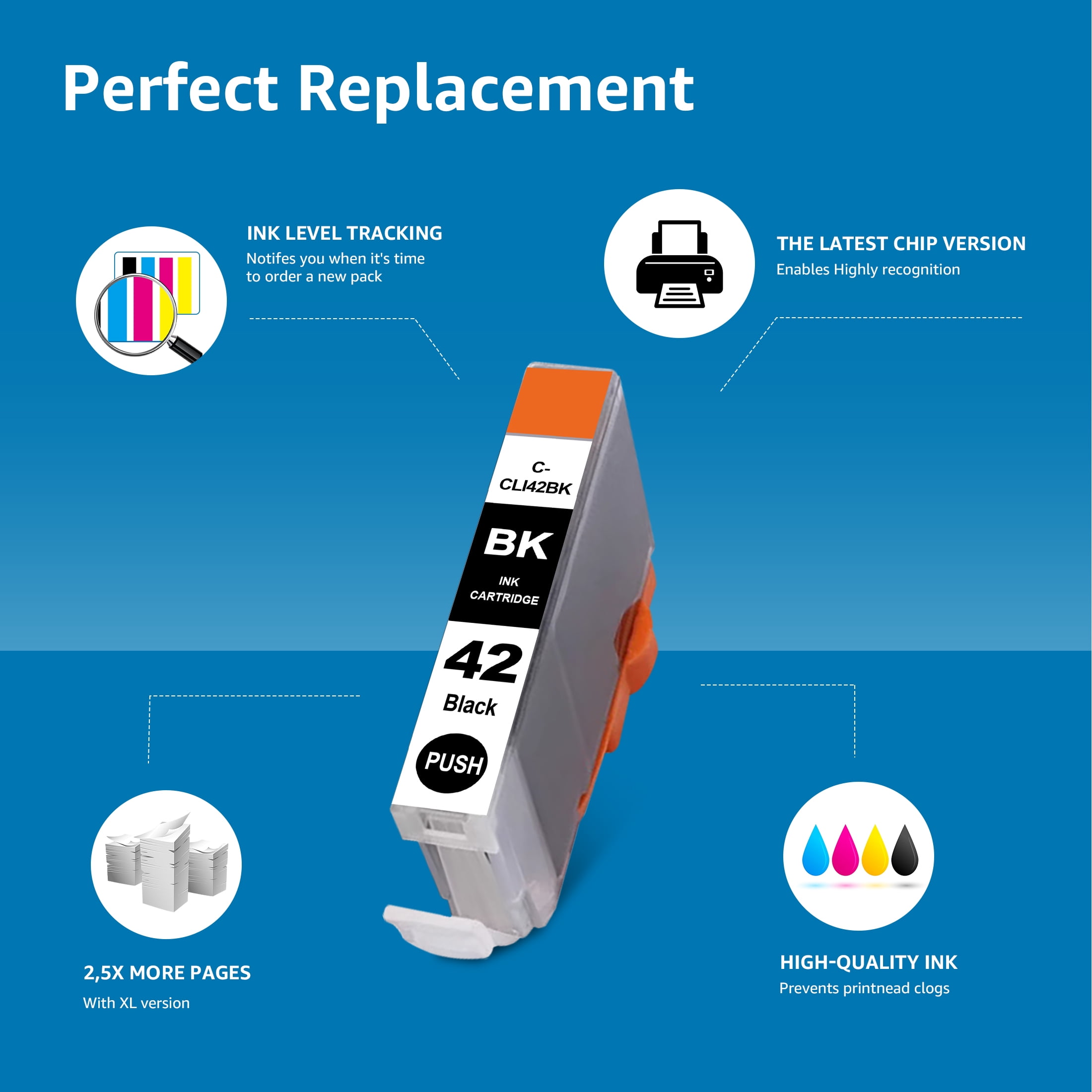 CLI-42 Ink Eight Color Pack Replacements for Canon CLI 42 Ink Cartridges, Compatible with Canon PIXMA PRO-100 Printers