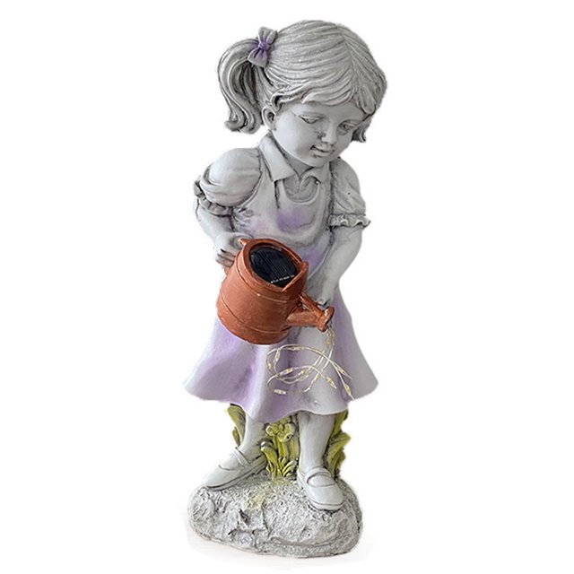 Figuritas de jardín luz resina arte artesanía luz Solar estatuas regalos decoración del hogar JShteea El nuevo