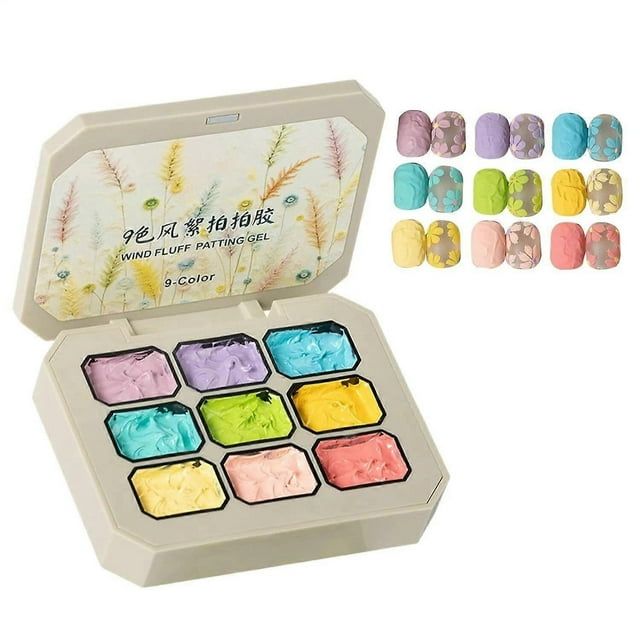Patting Gel Polish, 9 Colors Sponge Pat Paint Nail Set,Rainbow Solid Beauty Care