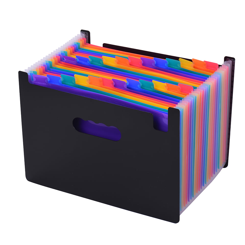 Carnatory 24 Pocket Expanding File FolderPlastic Rainbow Expandable File Organizer Accordion Document Organizer A4 Letter Size File Box Portable Expanding Wallets for Business//Office//Study