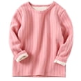 thumbnail image 3 of HAiming Kids Pullover Shirts Long Sleeve Ribbed Knit Fleece Crew Neck Casual Undershirts Fall Winter Outdoors Tops, 3 of 8