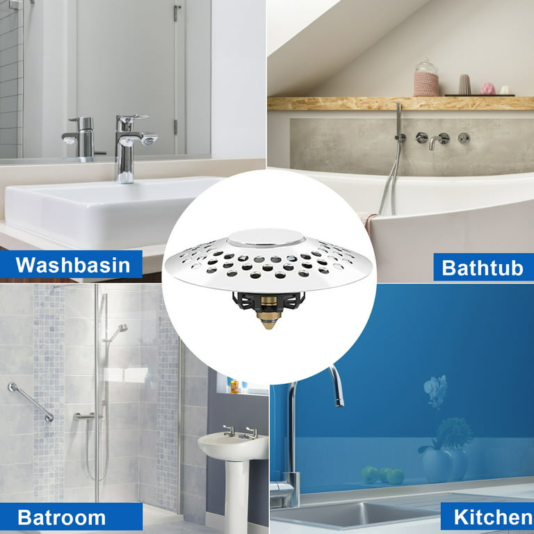 Bathtub Drain Plug, 2 in 1 Bathtub Stopper & Drain Hair Catcher, with  Stainless Steel Filtered Pop-Up Drain Filter for US Standard Bathtubs Drain  Hole Diameter (1.6-2.0 Inch) 