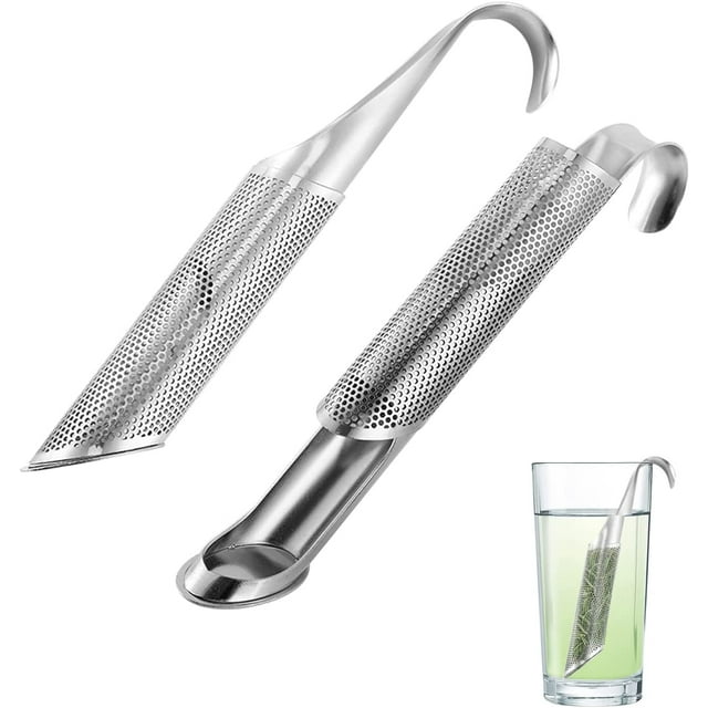 Mistayd Infuseur à Thé, Passoire à Thé, Infuseurs à Thé pour Thé en Vrac, Infuseur à Thé en Vrac Réutilisable en Acier Inoxydable, Diffuseur d'Épices, Stylo Diffuseur, Maille Fine, Tasse Unique, Cuillère, Tuyau 2 Pcs