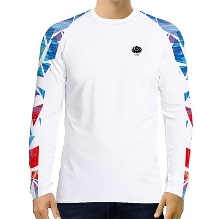 Long Sleeve Sun Protection Shirt Men Long Sleeve Fishing Shirt UPF 50+ Quick Dry Lightweight Rash Guard Shirt for Men White L