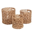 thumbnail image 2 of happimess BSK2033A-3SET Lasuna Coastal Bohemian Water Hyacinth Handwoven Checker Weave Nesting Baskets with Handles, Natural (Set of 3), 2 of 6