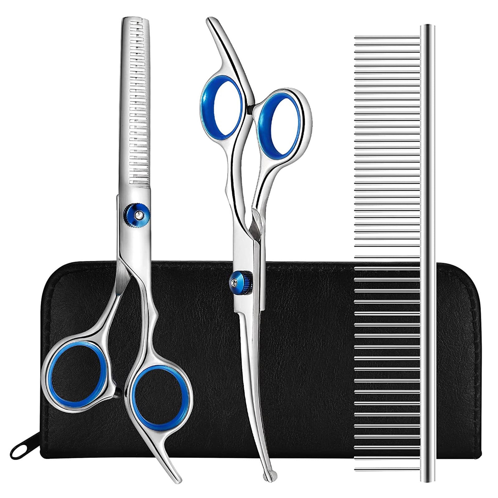 Jinsinto Dog Grooming Scissors for Dogs with Safety Round Tips 3 in 1 Dog Scissors for Grooming Curved Dog Grooming Scissors Professional Pet Grooming Shears Set for Dogs and Cats Walmart