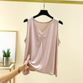 thumbnail image 2 of ManxiVoo Womens V Neck Sleeveless Cropped Camisole Tank Top Side Split Soft Modal Summer Casual Comfortable Layering Piece L Size Beige, 2 of 4