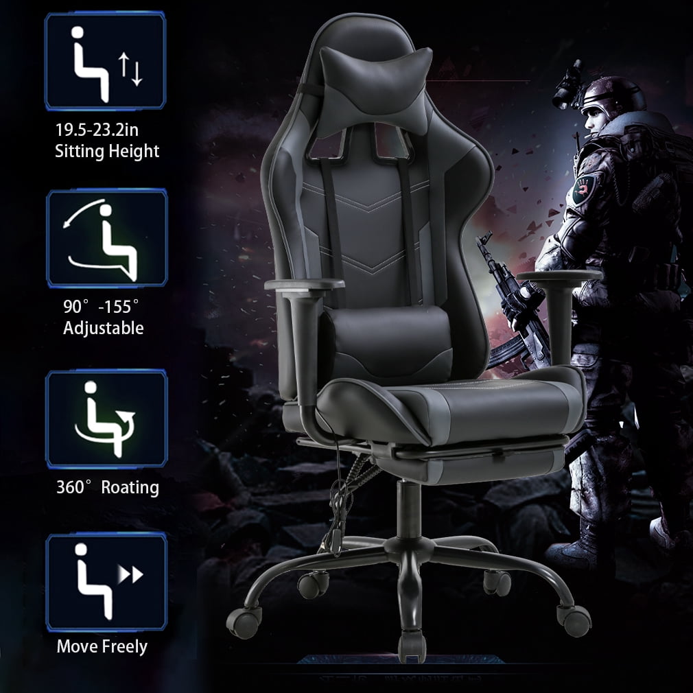 BestOffice Ergonomic Gaming Chair, Lumbar Support, Rolling Swivel for Women, Men(Black)