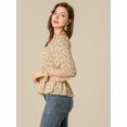 thumbnail image 4 of Top De Blusa De Gasa Con Cuello Cuadrado Con Estampado Floral Y Fruncido Hombros Descubiertos Para Mujer Amarillo M, 4 of 6