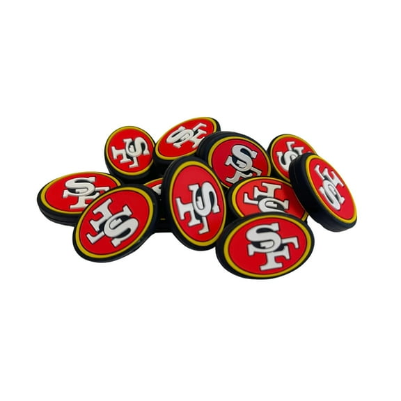 Francisco Focal Bead Sports San Football 12pk 1.17 for Bulk Keychains Silicone Charm Beadable Pens Freshie Hangers Logo Game Day Red White Gold