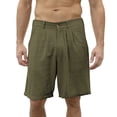 thumbnail image 5 of Dwelliawo Linen Shorts for Men Pleat-Front Elastic Waist with Pockets Shorts Lightweight Travel Outfits Linen Dress 9" Flat Front Relaxed Fit Army Green S, 5 of 5
