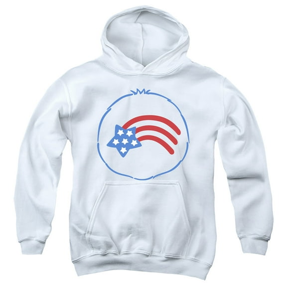 Care Bears America Cares Bear Belly Youth Kids Boy/Girls Pull-Over Hoodie, White, Medium