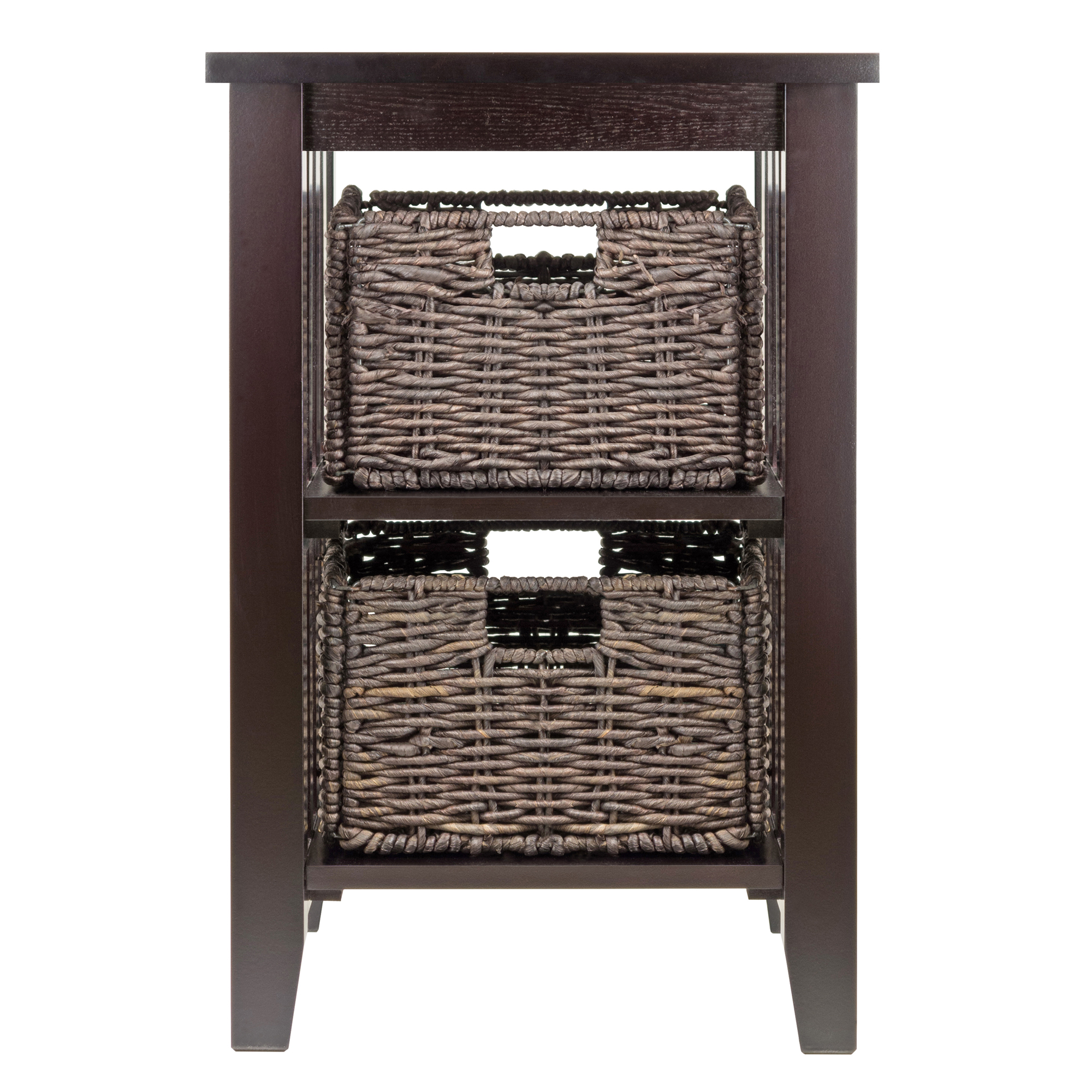 Winsome Wood Morris Accent Table, 2 Foldable Chocolate Corn Husk Baskets, Espresso Finish - image 5 of 5