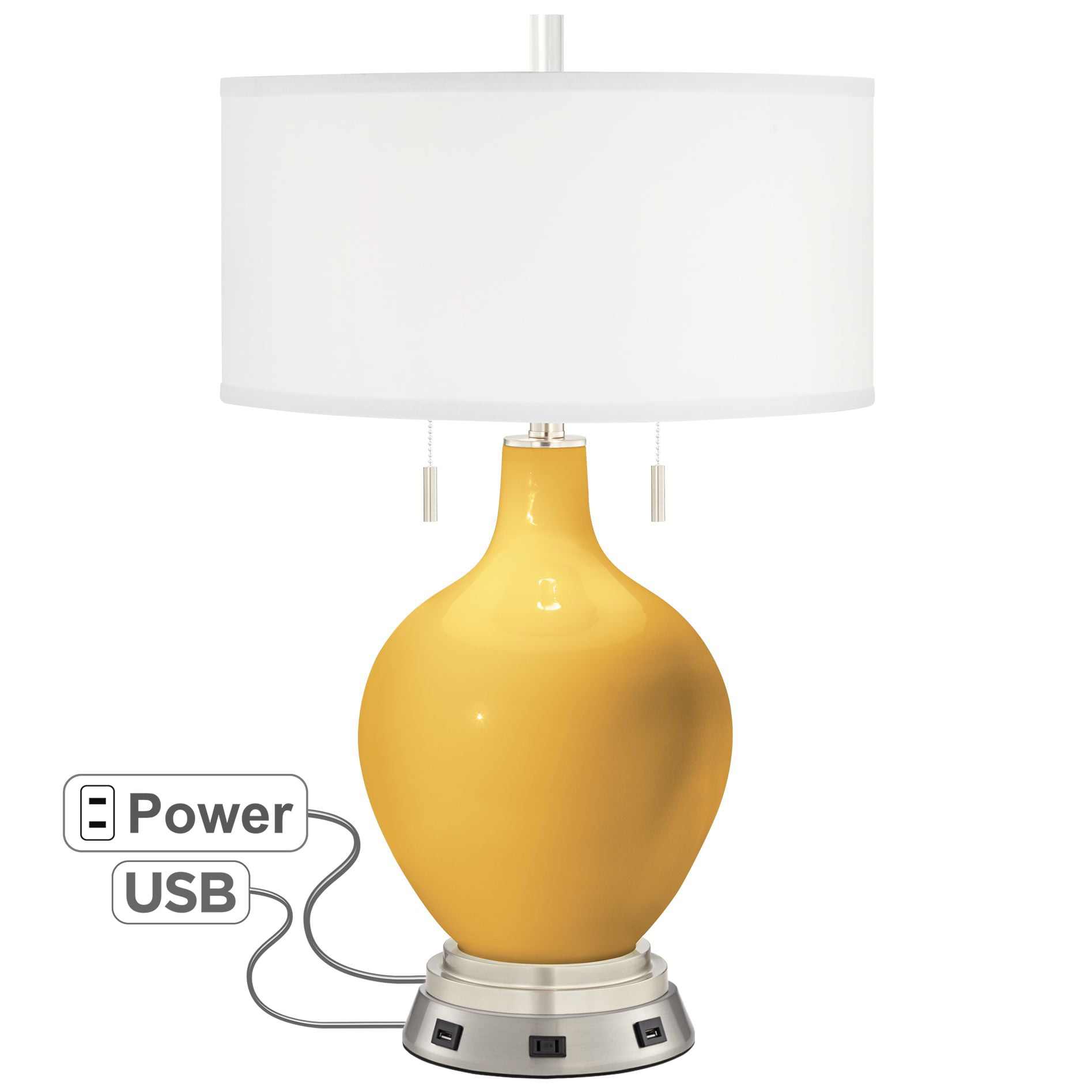 Plus Goldenrod Toby Table Lamp With Usb, Small Mustard Yellow Table Lamp