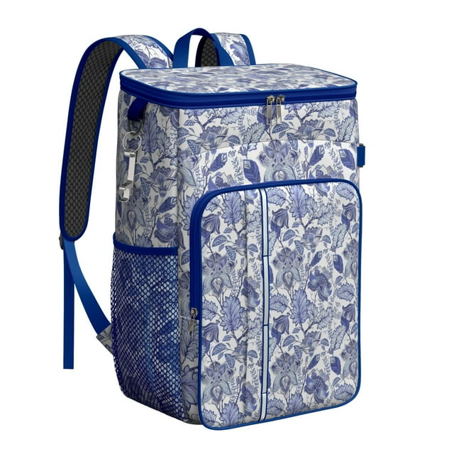 Romantic Floral Design Insulated Backpack Cooler - 20L High Capacity, Multiple Pockets for Organization