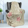 thumbnail image 4 of Dragonfly Soft Flannel Fleece Blanket, Floral Background with Dragonflies and Spiral Fashioned Foliage Bud Elements Print, Cozy Plush for Indoor and Outdoor Use, 50" x 70", Brown Tan, by Ambesonne, 4 of 5