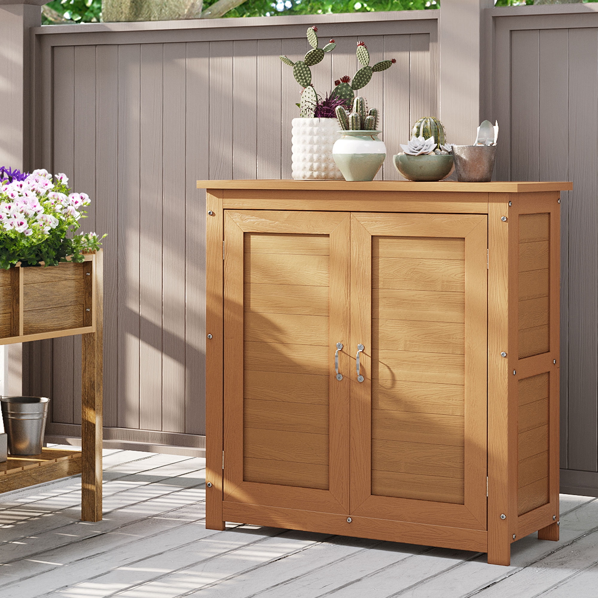 Dextrus XL Solid Wood Outdoor Storage Cabinet - Versatile Movable