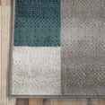 thumbnail image 6 of 8' Teal And Gray Patchwork Power Loom Stain Resistant Runner Rug, 6 of 7