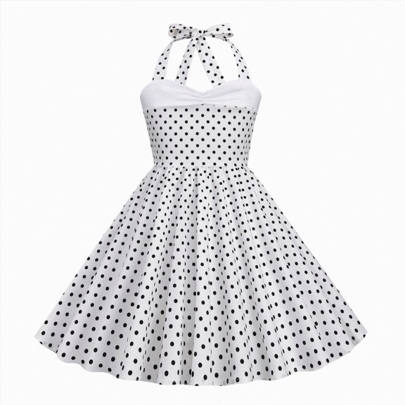 Summer Dresses for Girls Retro Vintage Kids Polka Dot Printed Girls Summer Dress