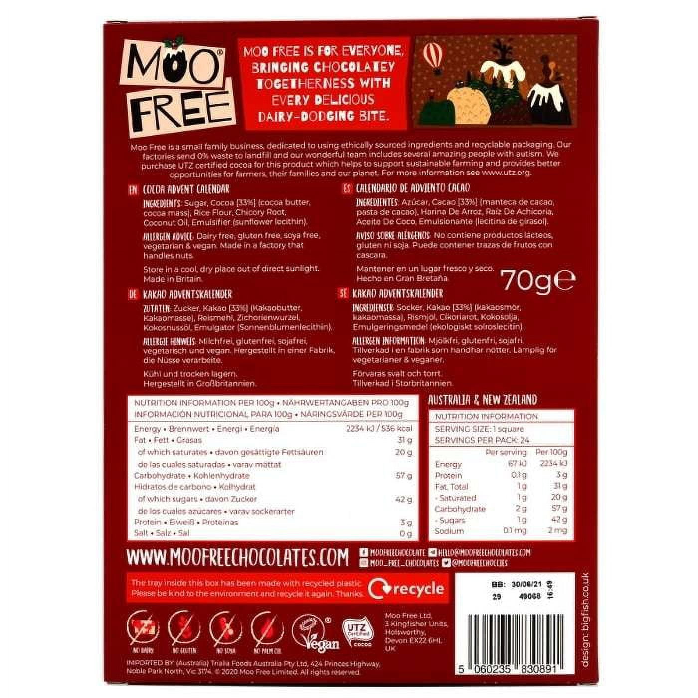 Moo Free - Milk Chocolate Advent Calendar, 70g - Walmart.com