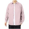thumbnail image 2 of Blusa y camisa de manga larga con cuello vuelto para hombre, informal, de color liso, con botones, de manga larga y cuello vuelto, de poliéster., 2 of 6