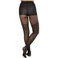 thumbnail image 2 of ToBeInStyle Womens Black Spandex Sheer Thin Vertical Stripe Pantyhose - One Size, 2 of 6
